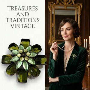 Vintage green cristals brooch